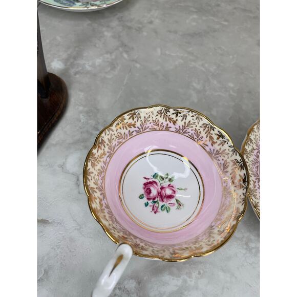 Pink Royal Stafford Teacup and Saucer, Antique Tea Cups Vintage Floral - Picture 12 of 13
